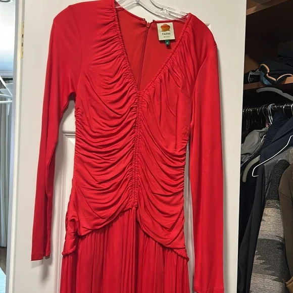 Farm Rio gathered stretch jersey midi dress